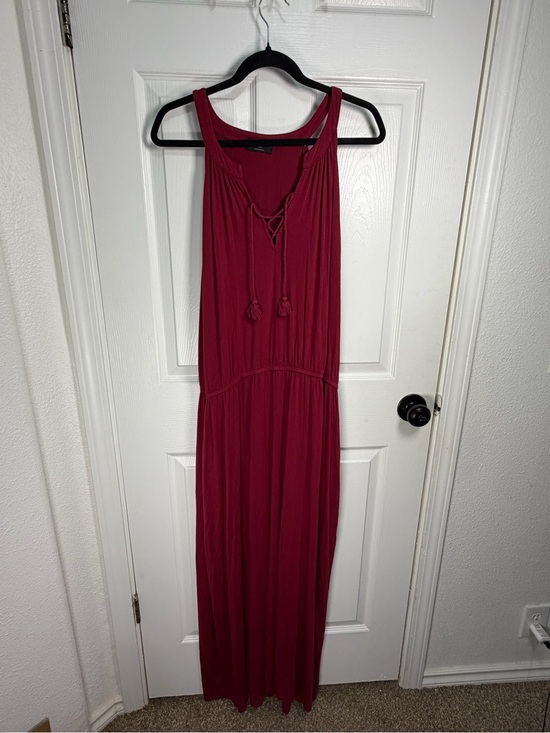 Lane Bryant Dresses & Skirts - Women's Sleeveless Red Maxi Dress with V Neck and Tassel Tie - Lane Bryant